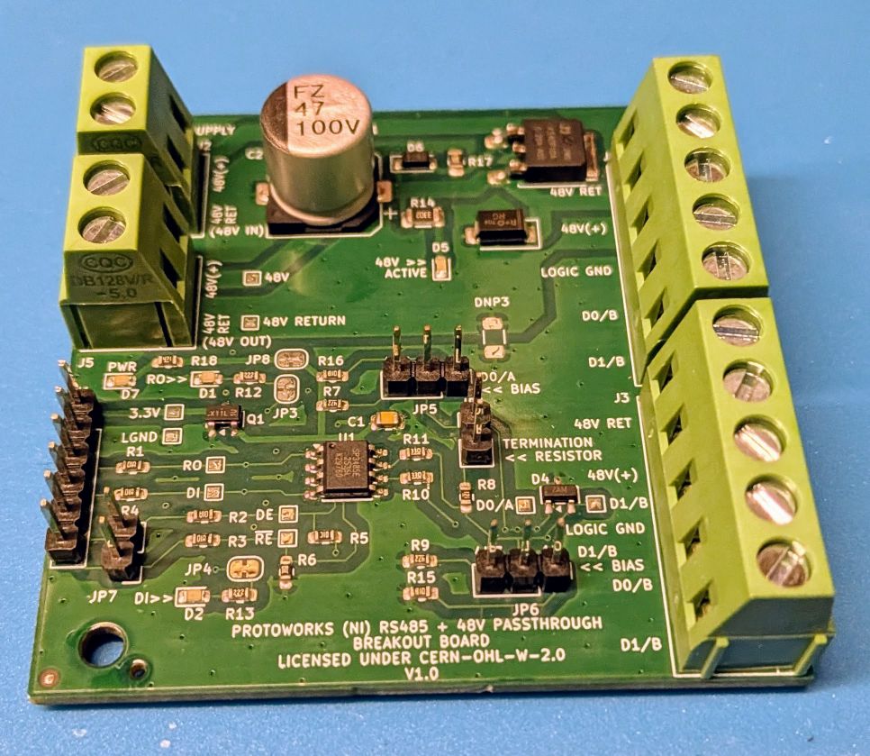 RS485 Breakout with 48 V Passthrough Board